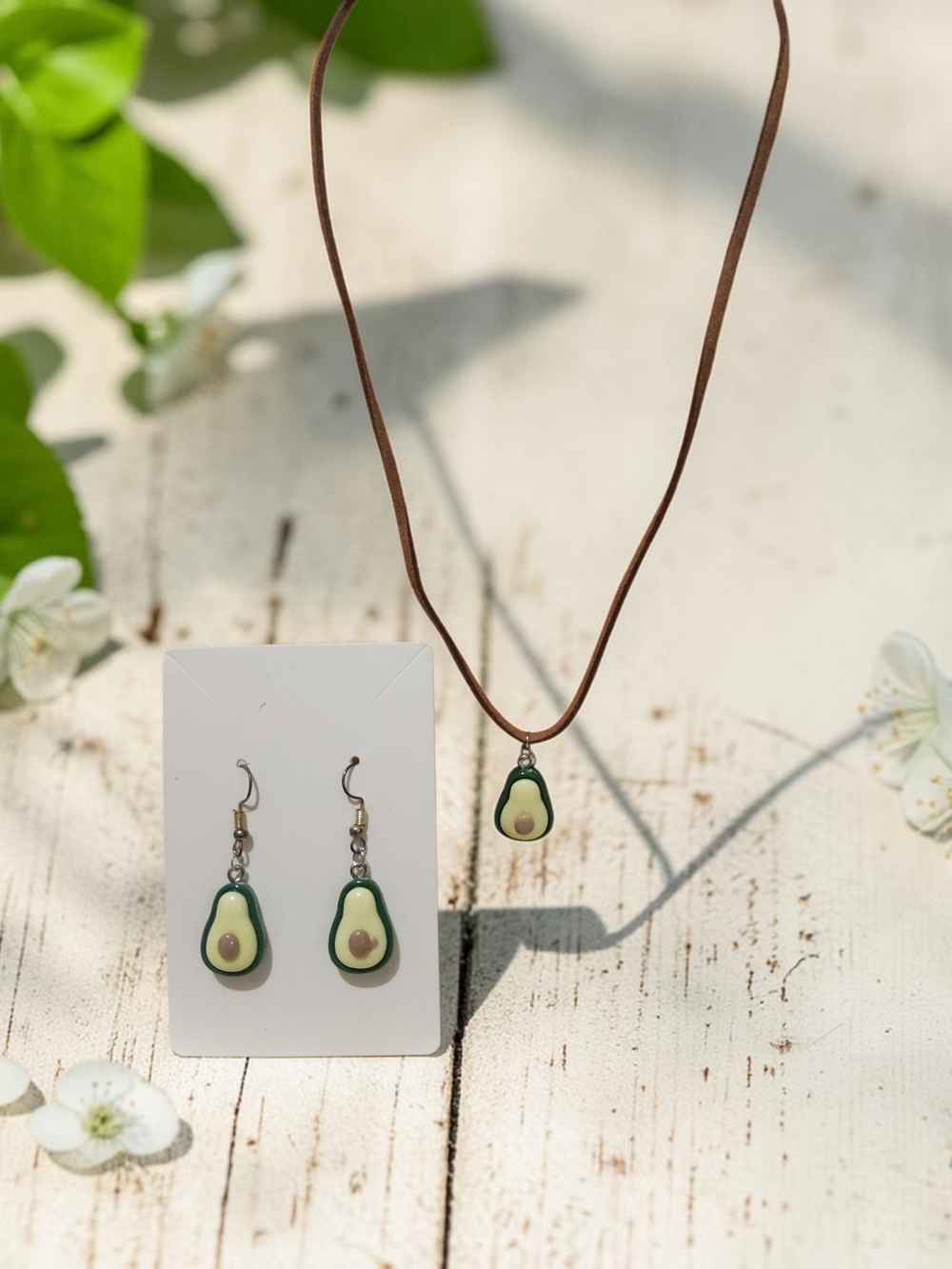 10 / $10 New Avocado Charm Necklace & Earrings Set
